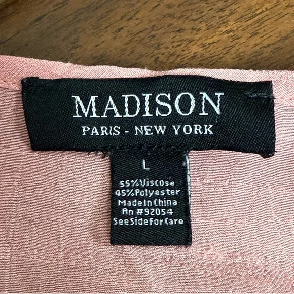 Madison Dusty Pink Lace Sleeve Blouse Boho Lightweight Top Size Large Chic - Picture 7 of 10